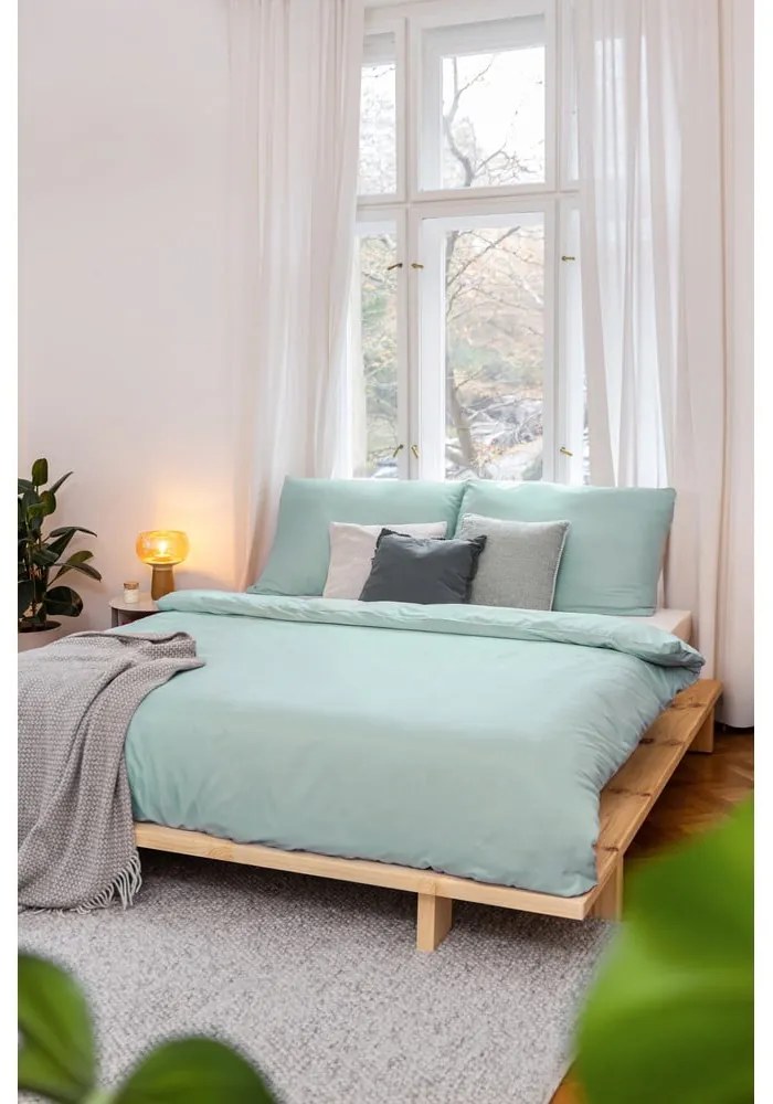 Zöld kétszemélyes mikroszatén ágyneműhuzat 200x200 cm Basic – Bonami Essentials