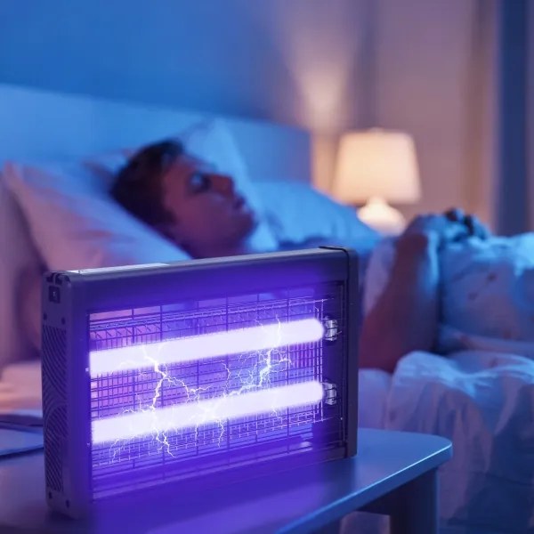 Brilagi - Elektromos rovarcsapda 2xUV/10W/230V, 60 m², fekete