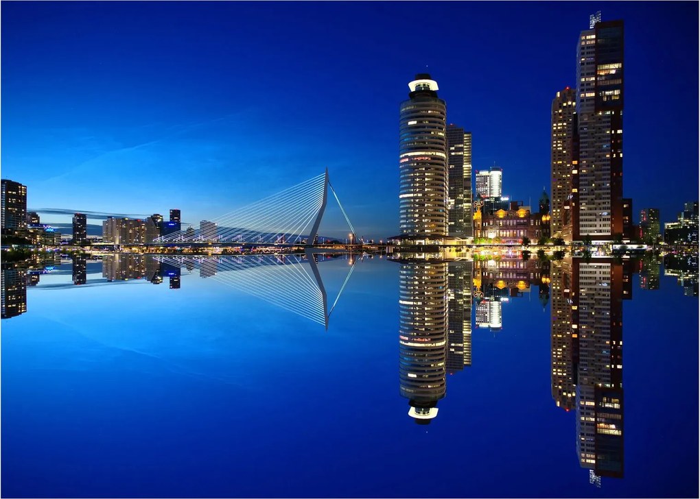 Kép - éjszaka Rotterdam (üvegen) (70x50 cm)