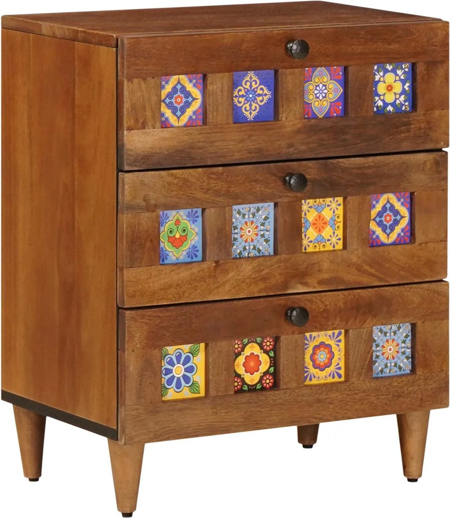vidaXL Éjjeliszekrény fiókkal Barna 50 x 33 x 62 cm Tömör Mangófát