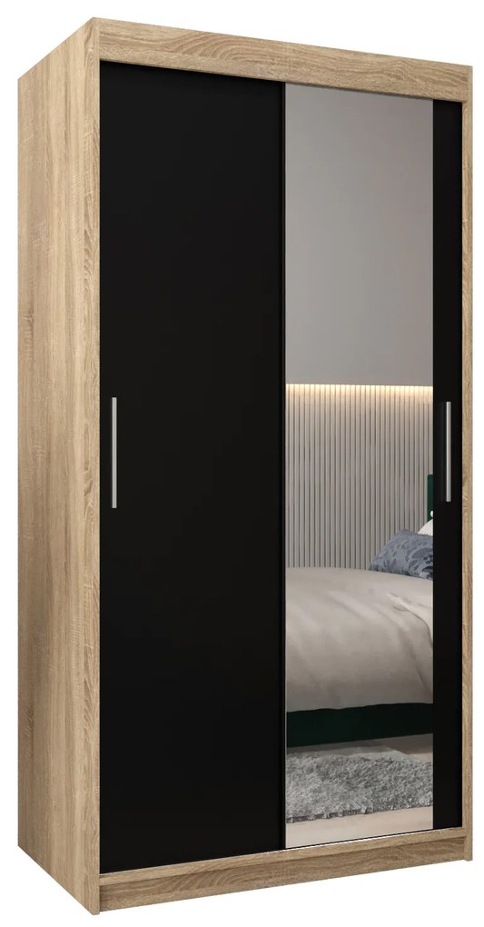 Ruhásszekrény 100 cm Toki 2 (szonoma tölgy + matt fekete). 1064969