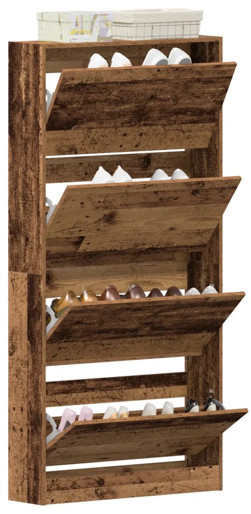 Cipőszekrény Régi fa Szerelt fa 80 x 21 x 163.5 cm Tartós