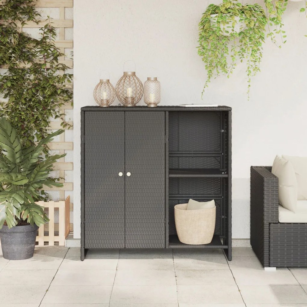 Tároló Szekrény Fekete 100x36x102 cm Rattan