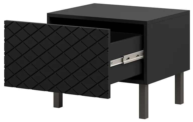 Scalia II 50 1SZ éjjeliszekrény szett 2 db - fekete matt / fekete lábak