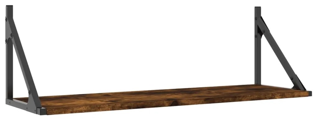 2 db füstös tölgy színű szerelt fa fali polc 80 x 25 x 25,5 cm