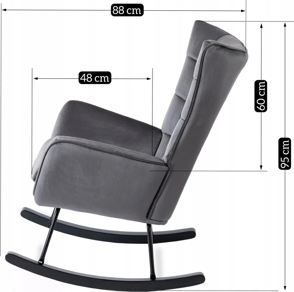 Hintaszék szürke színben, velúr kárpittal JACKSON