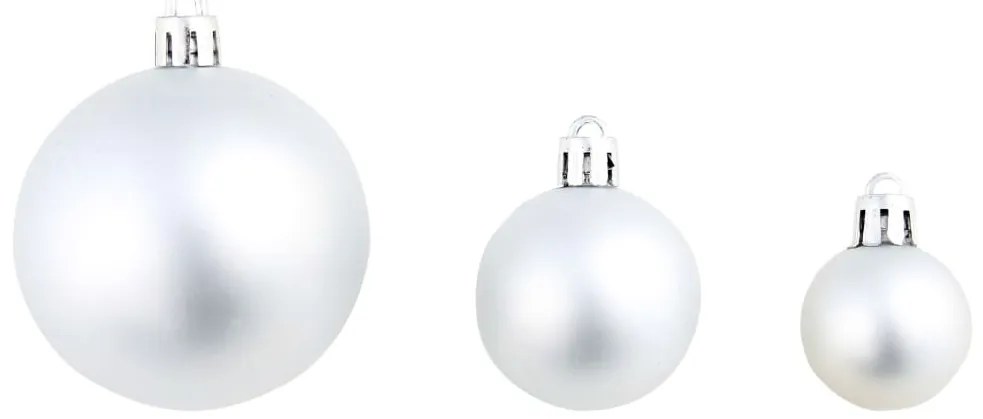 100 darabos ezüstszínű karácsonyi gömb készlet 3/4/6 cm