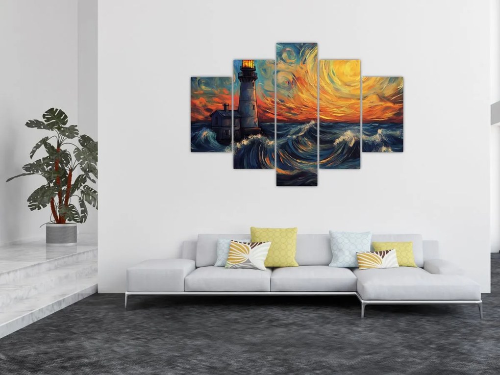 Kép - Világítótorony a hullámokban (150x105 cm)