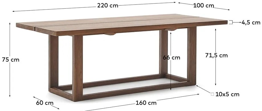 Natúr színű teakfa étkezőasztal 100x220 cm Sashi – Kave Home