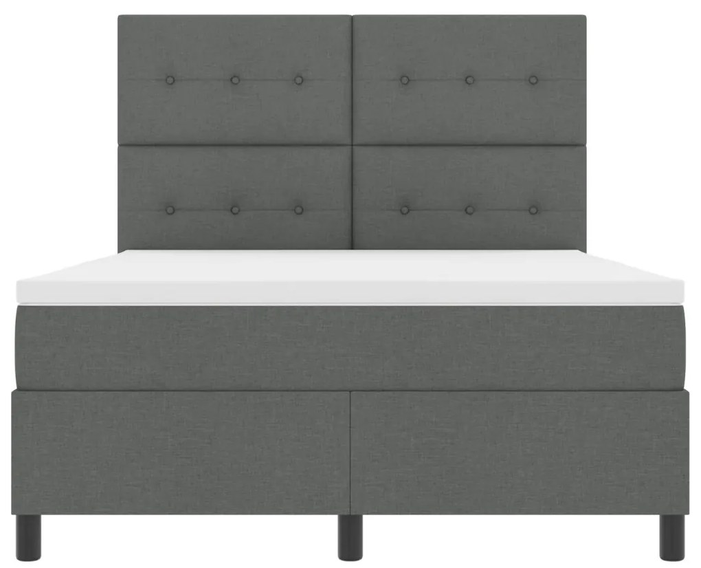 vidaXL Boxspring ágy matraccal sötétszürke 160x200 cm szövet