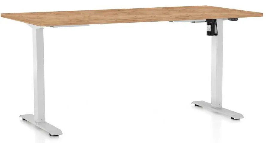 OfficeTech A állítható magasságú asztal, 160 x 80 cm, fehér alap, craft tölgy