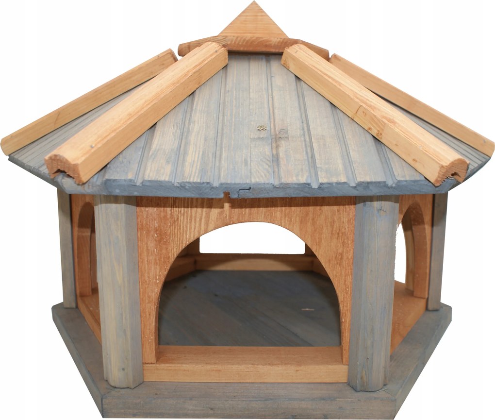 Nagy méretű fa madáretető kertbe, szürke K60 XXL