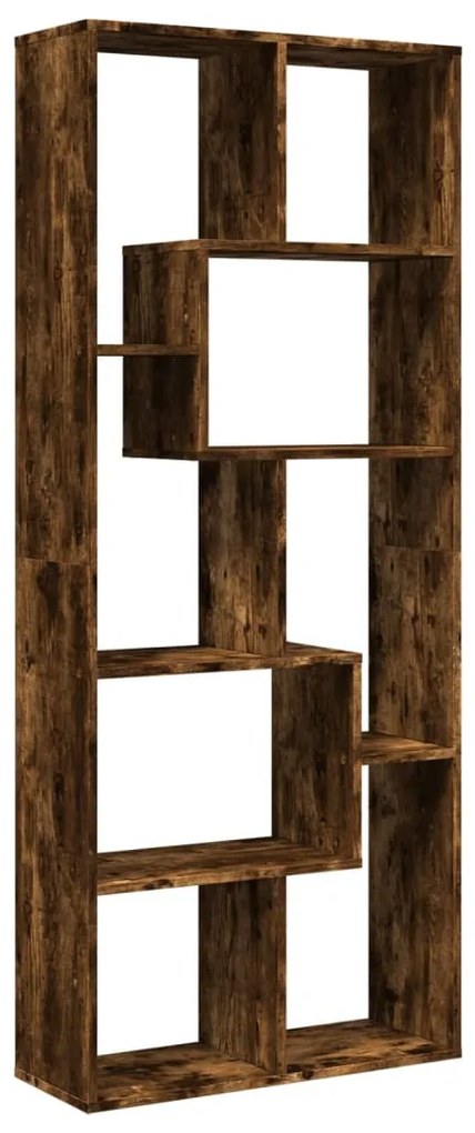 füstös tölgy szerelt fa elválasztó könyvespolc 67x25x161,5 cm