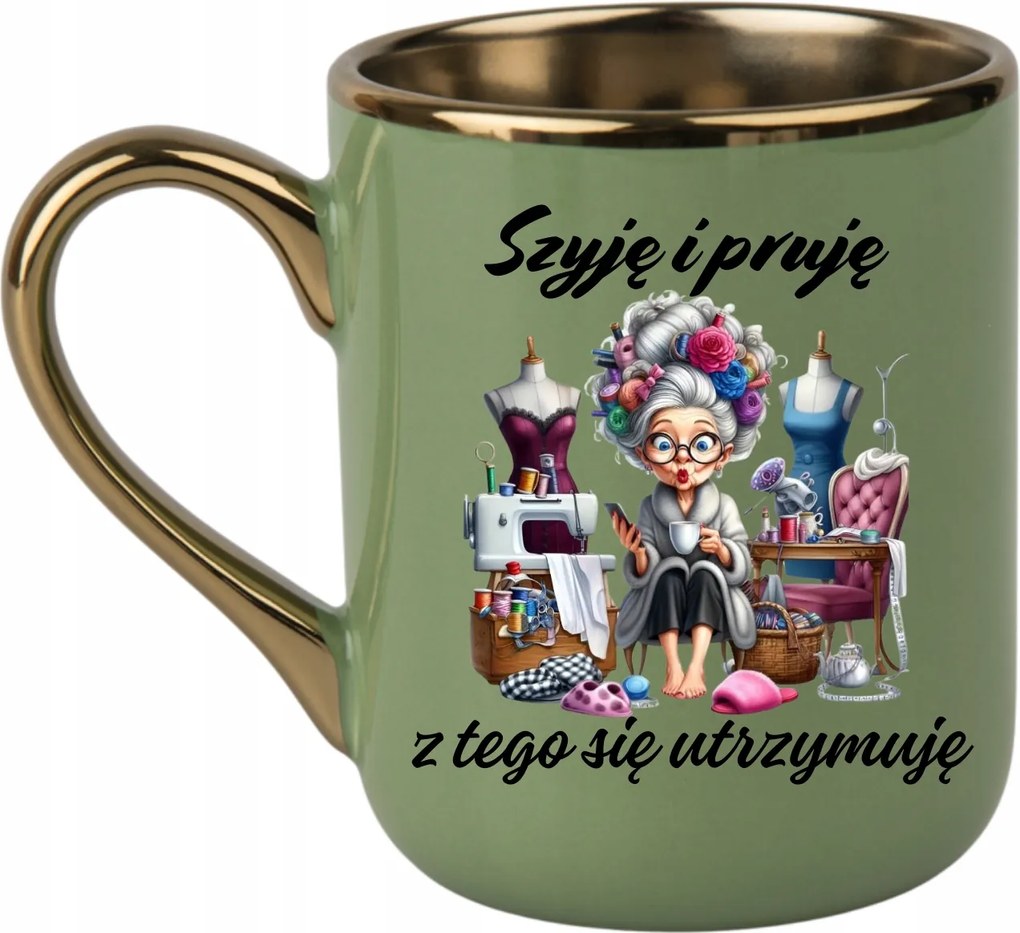 Elegáns bögre „Varrok és préselek ebből ” 330 Zöld