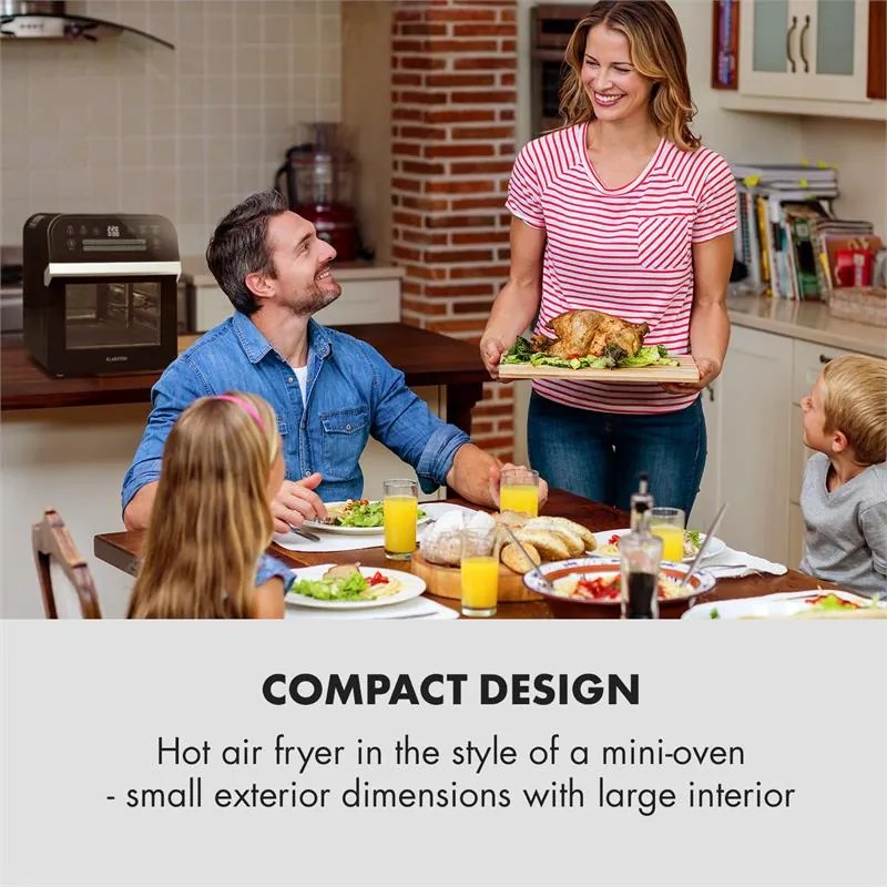 Klarstein AeroVital Cube, forrólevegős fritőz, 1600 W, 12 l, időzítő, 16 program, fekete