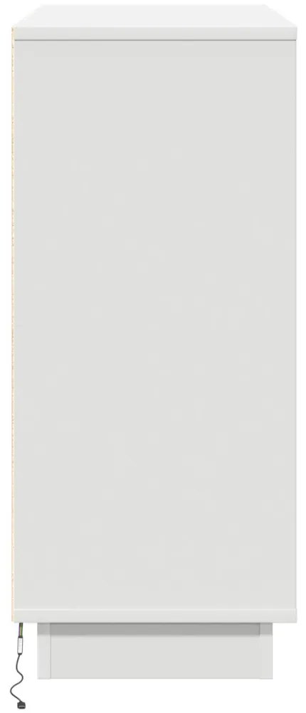 LED-es oldalszekrény Fehér 90x32x75 cm Mérnöki fa