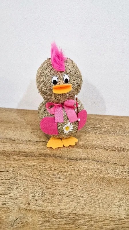 Húsvéti figura Kacsa Rózsaszín Széna Dekoráció Húsvétra Kicsi