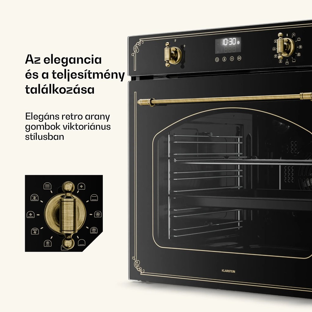 Klarstein Victoria Pyro-sütő | Elektromos tűzhely pirolízis funkcióval | 3150 W | 76 l | 60 cm