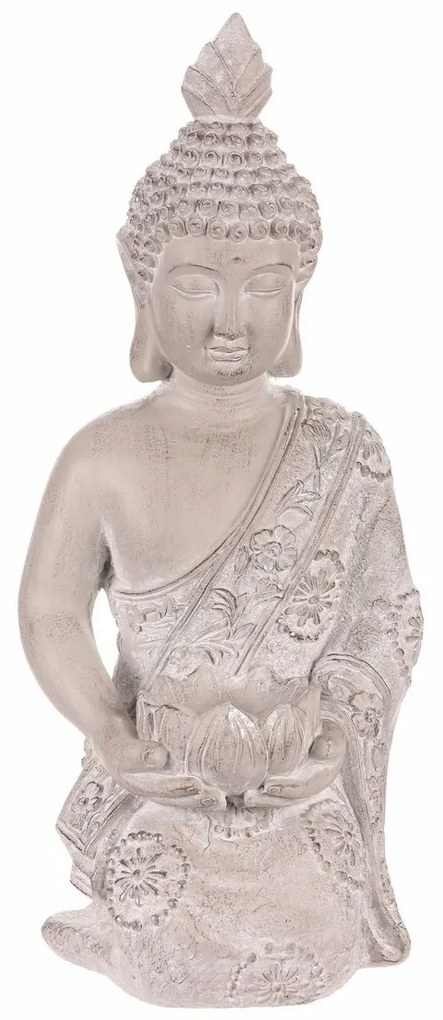 Dekoráció Buddha szobor térdelve, szürke,polirezin , 25 x 24 x 57 cm