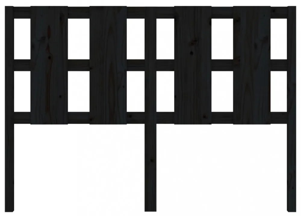 fekete tömör fenyőfa ágyfejtámla 145,5 x 4 x 100 cm