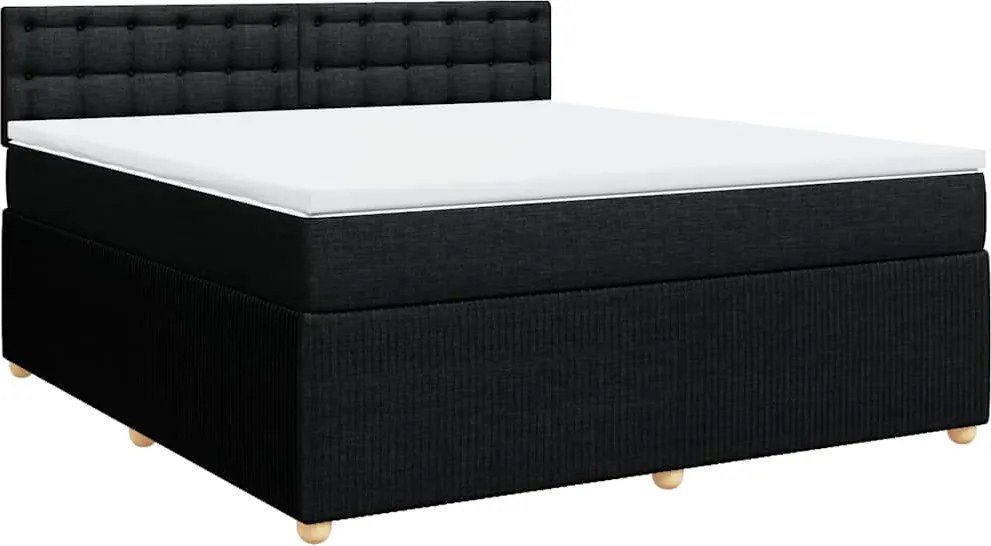 vidaXL fekete szövet rugós ágy matraccal 180 x 200 cm