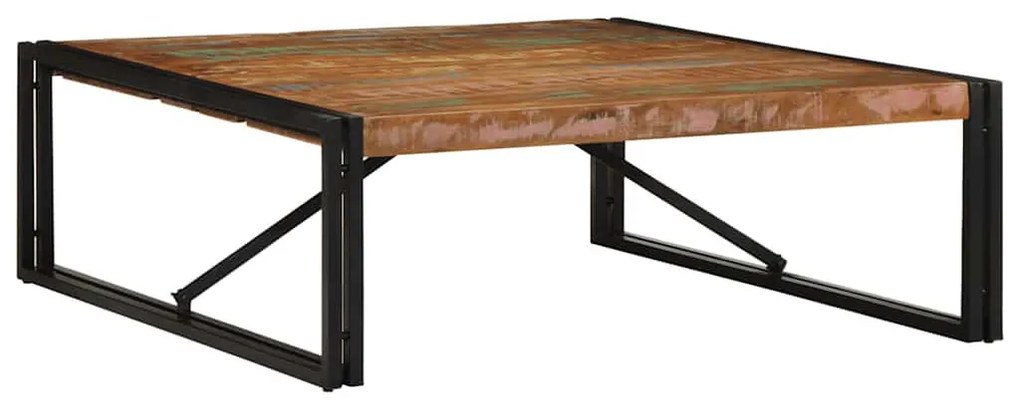 Többszínű tömör újrahasznosított fa dohányzóasztal 100x100x35cm