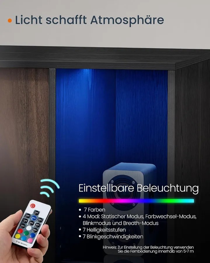 SONGMICS HOME Snapsemble TV-állvány és Tálalószekrény LED-del, KADIN, Fekete