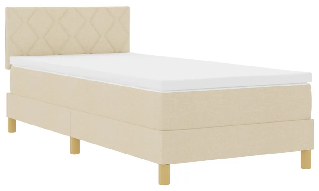 Box Spring ágy matraccal és LED-del Krém 90x200 cm Szövet