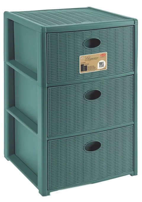 STEFANPLAST Tároló polc újrahasznosított műanyagból, 3 fiókkal