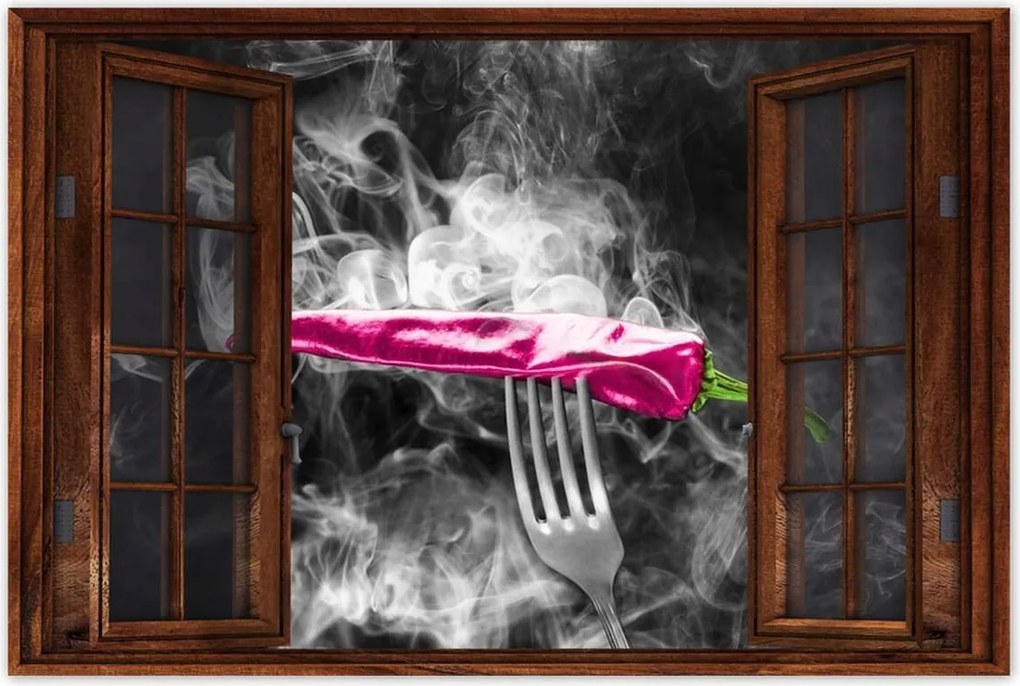 Poszterek 90x60 Rózsaszín paprika a füstben