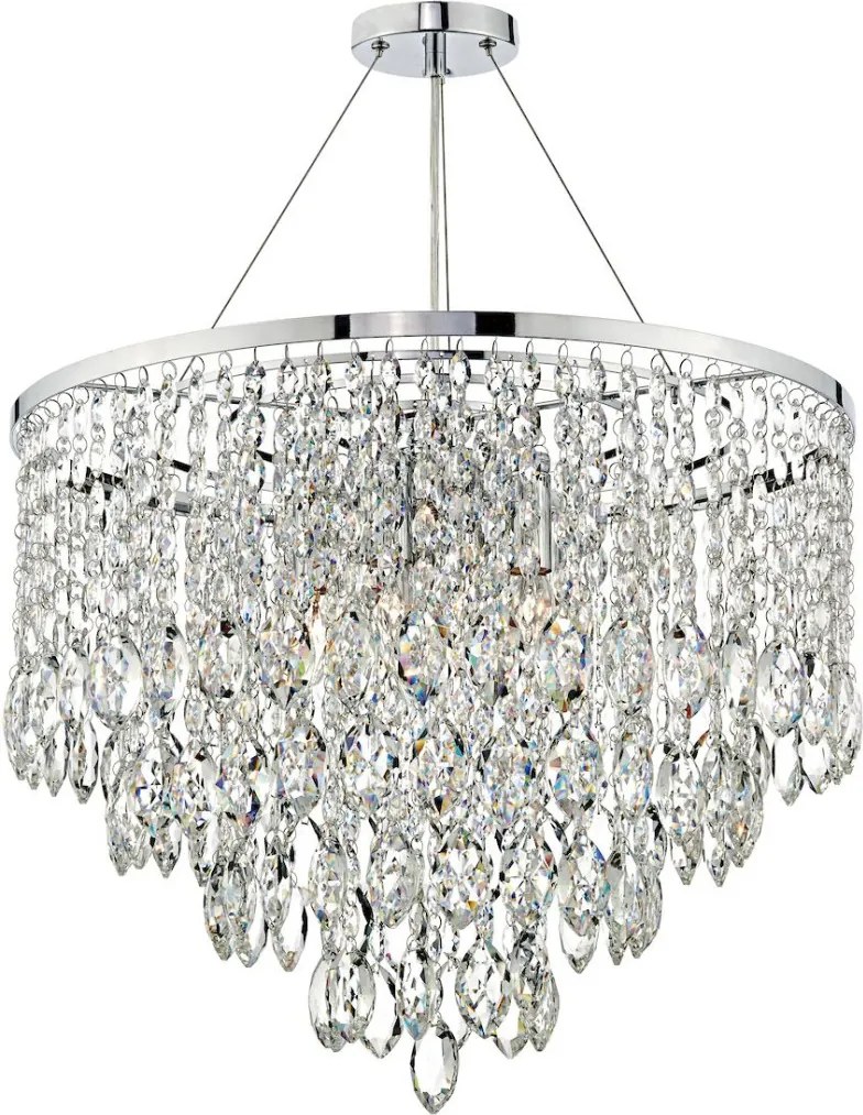 DAR LIGHTING PES0550 PESCARA Kristály Függesztett Lámpa Csiszolt Króm E14 IP20