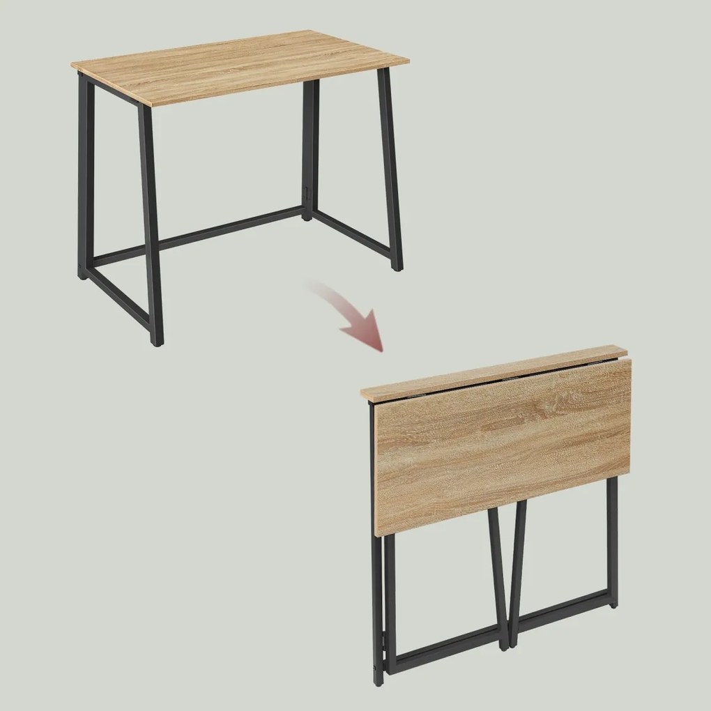 Dolgozószobai szett – összecsukható íróasztal ZARIMO 80×40 cm sonoma tölgy + irodai szék AVOLA VELVET világosszürke