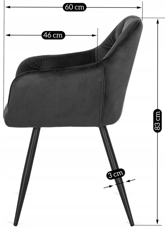 MEGAN Fekete Bársony Étkezőszék