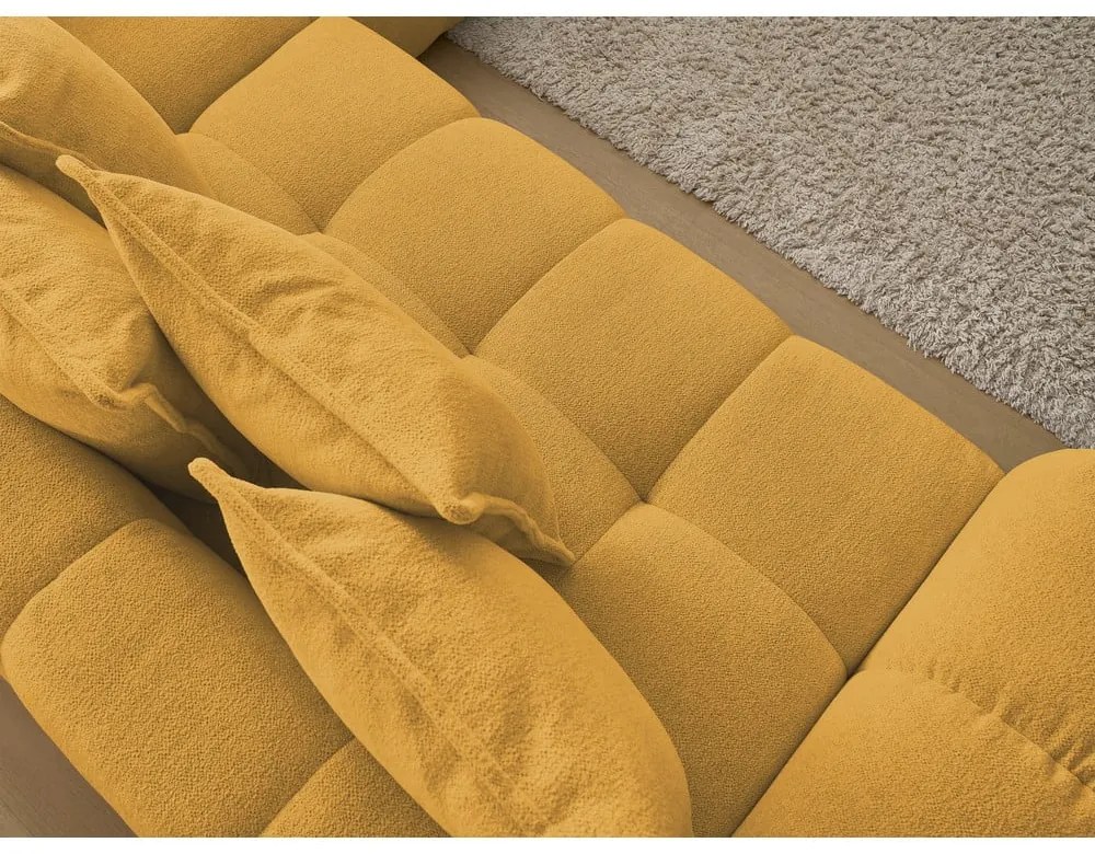 Mustársárga zsenília kinyitható-tárolóhelyes sarokkanapé (jobb oldali-L alakú) Everest – Bobochic Paris