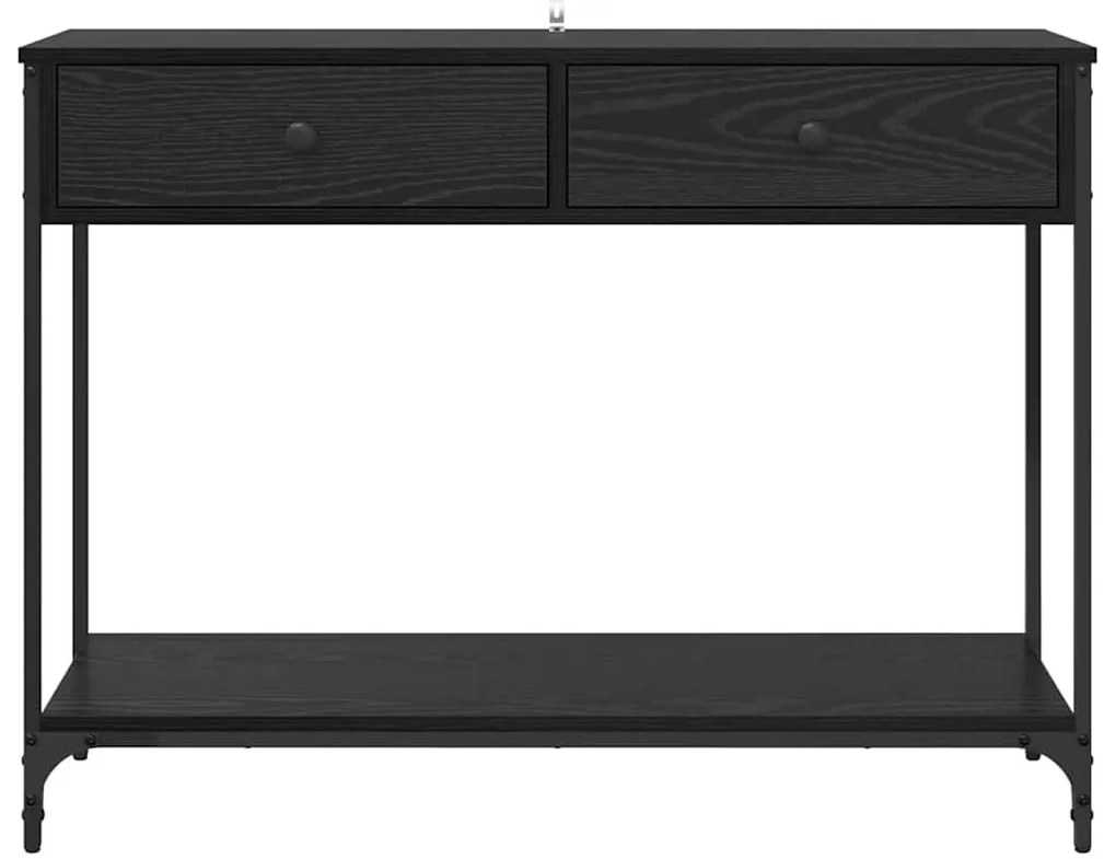 vidaXL Konzolasztal fiókkal Fekete tölgy 100 x 34,5 x 75 cm Faanyag