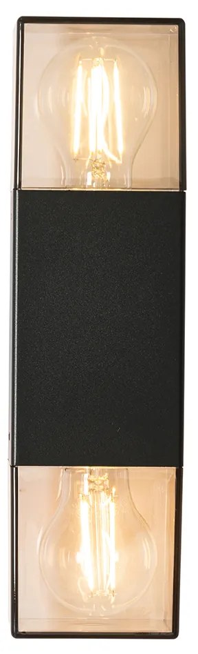 Kültéri fali lámpa fekete füstös búrával 2-lámpás IP44 - Denmark