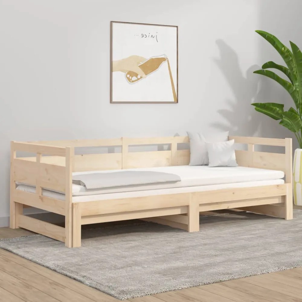 tömör fenyőfa kihúzható kanapéágy 2 x (80 x 200) cm
