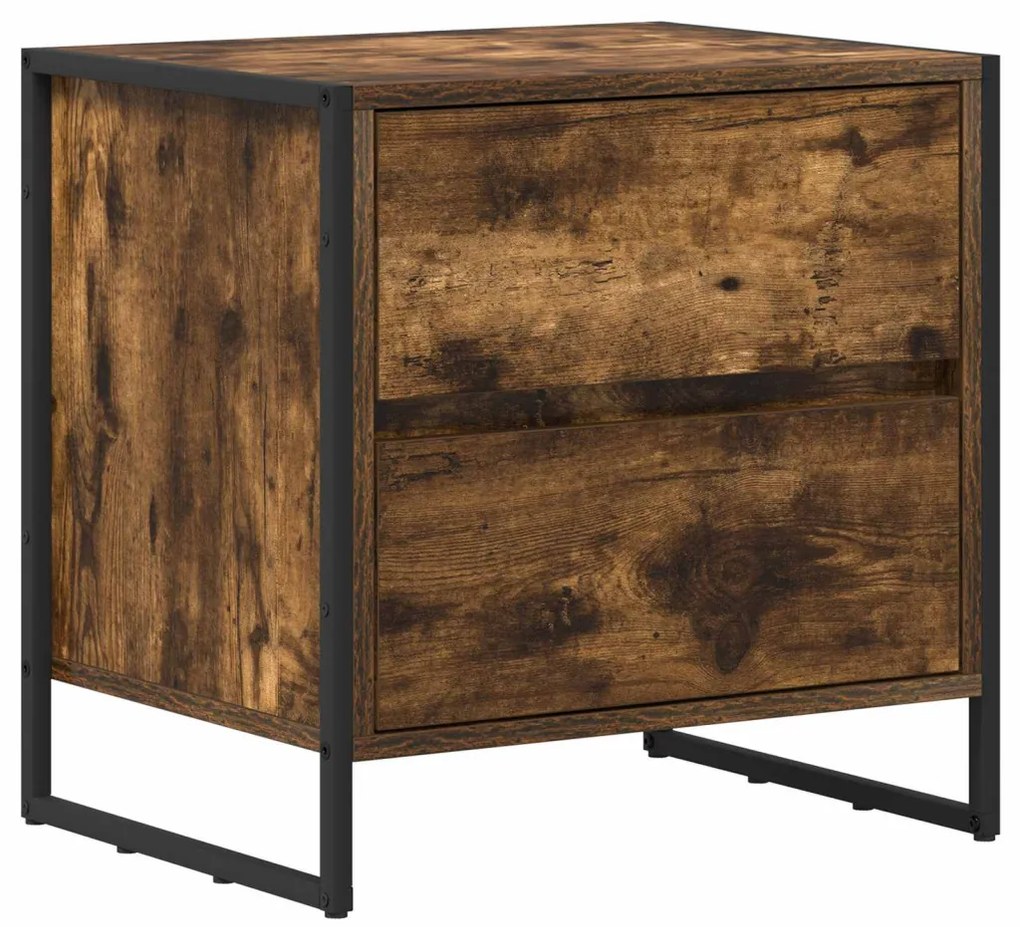 vidaXL Éjjeli asztal fiókkal Füstös tölgy 50 x 39.5 x 50 cm Faanyag