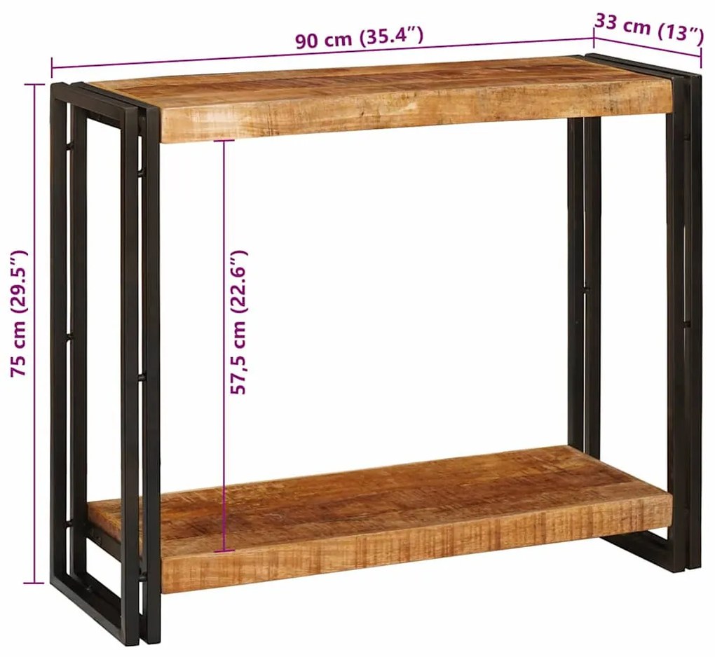 Konzolasztal Barna 90 x 33 x 75 cm Tömör nyers mangófa