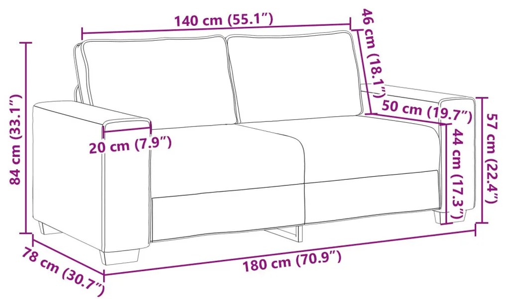 Kétszemélyes Kanapé Krém 140 cm Műbőr