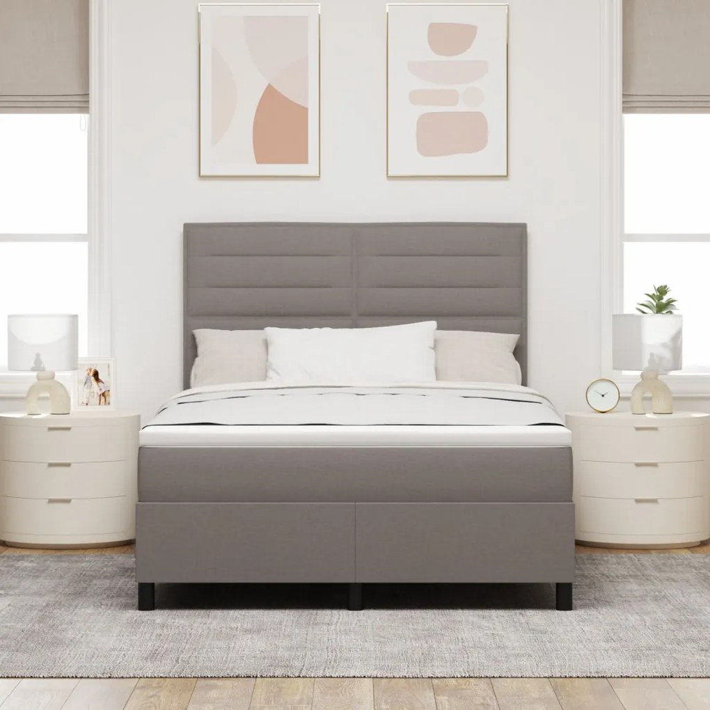 Box Spring Ágy Matraccal Taupe 160x200 cm Szövet