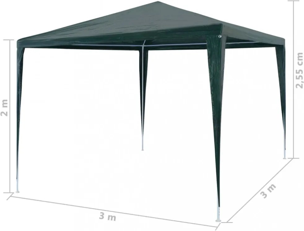 zöld PE rendezvénysátor 3 x 3 m
