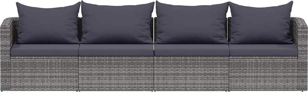 vidaXL 4-részes szürke polyrattan kerti ülőgarnitúra párnákkal