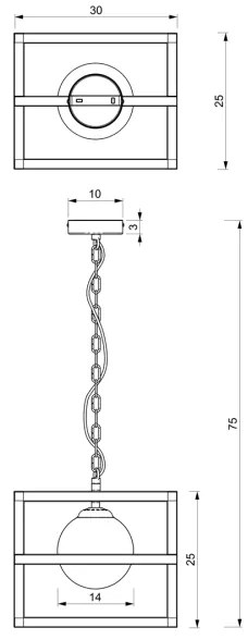 Csillár láncon DIEGO 1xE14/40W/230V fekete
