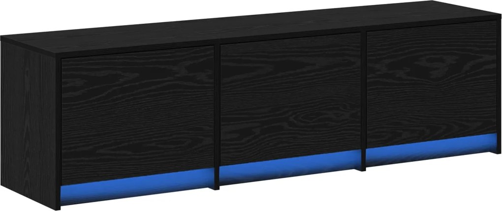 vidaXL TV szekrény leddel Fekete tölgy 140 x 34 x 40 cm Faanyag