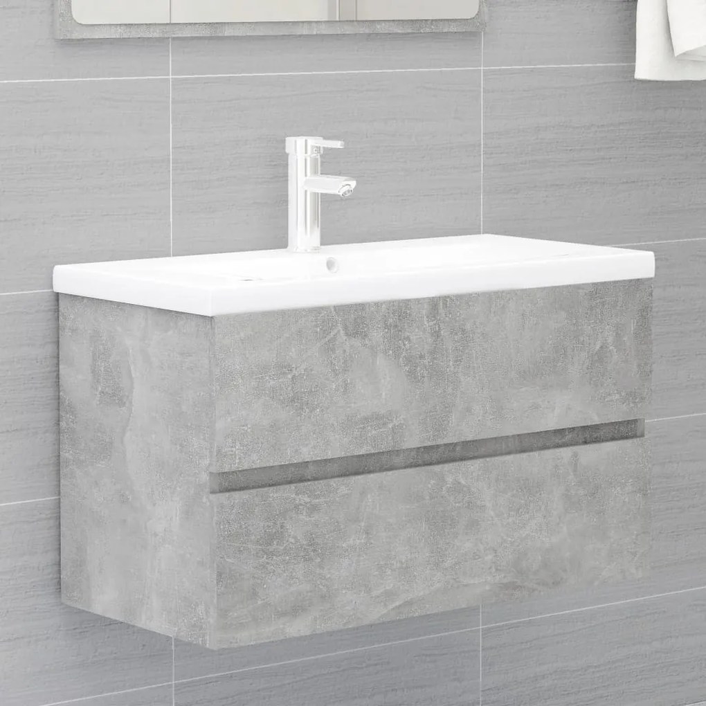 Betonszürke szerelt fa mosdószekrény 80 x 38,5 x 45 cm