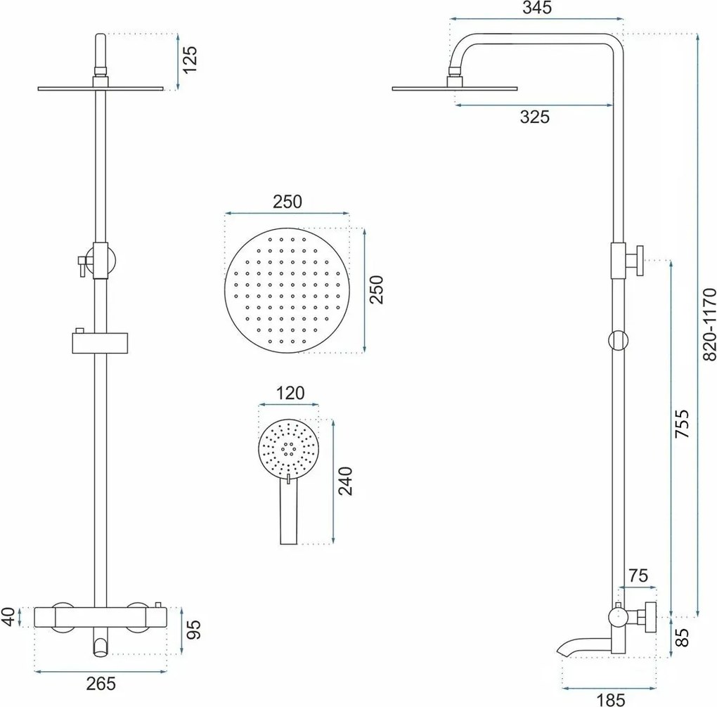 Rea Lungo, zuhanygarnitúra termosztatikus csapteleppel, fehér, REA-P6608