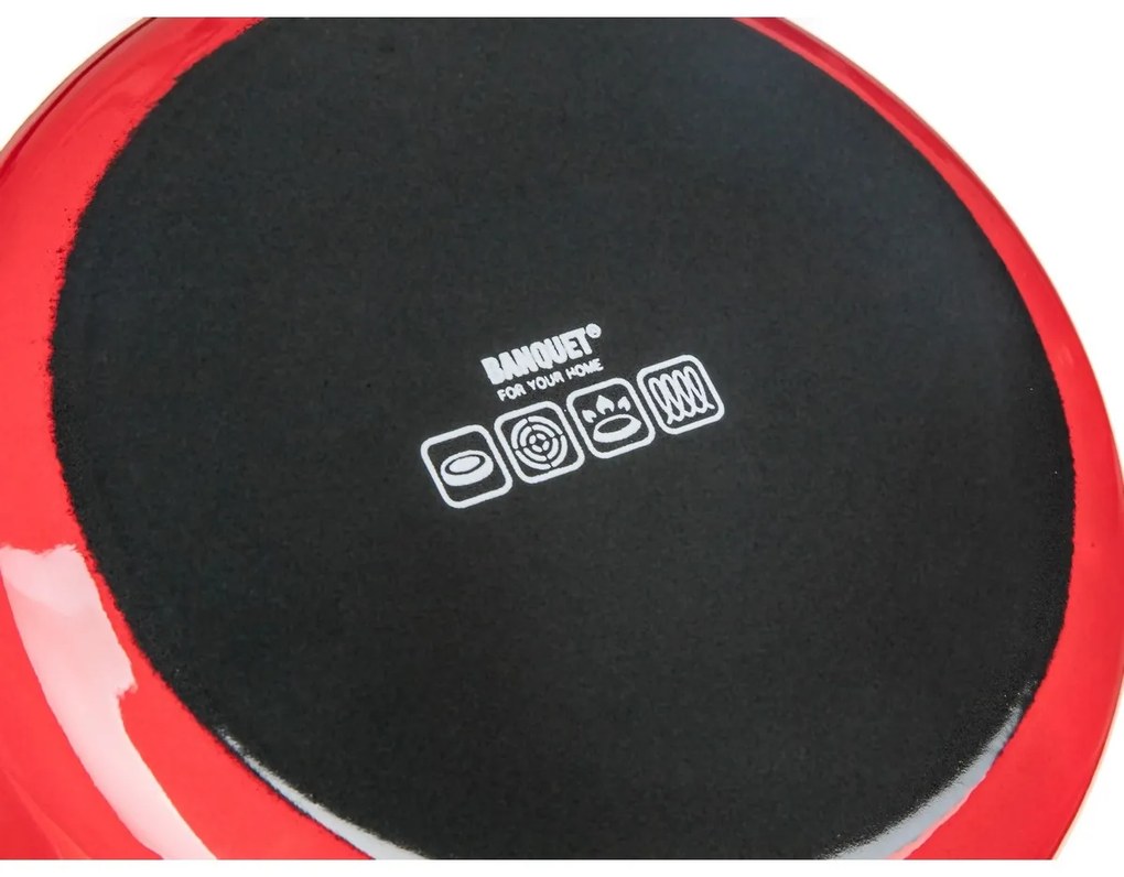 Banquet Milton red zománcozott edény fedővel, 16 cm, 2 l, 16 cm