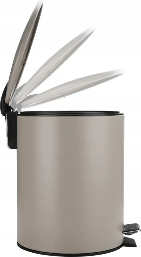 Bézs konyhai szemeteskosár fedővel és betéttel 5 L