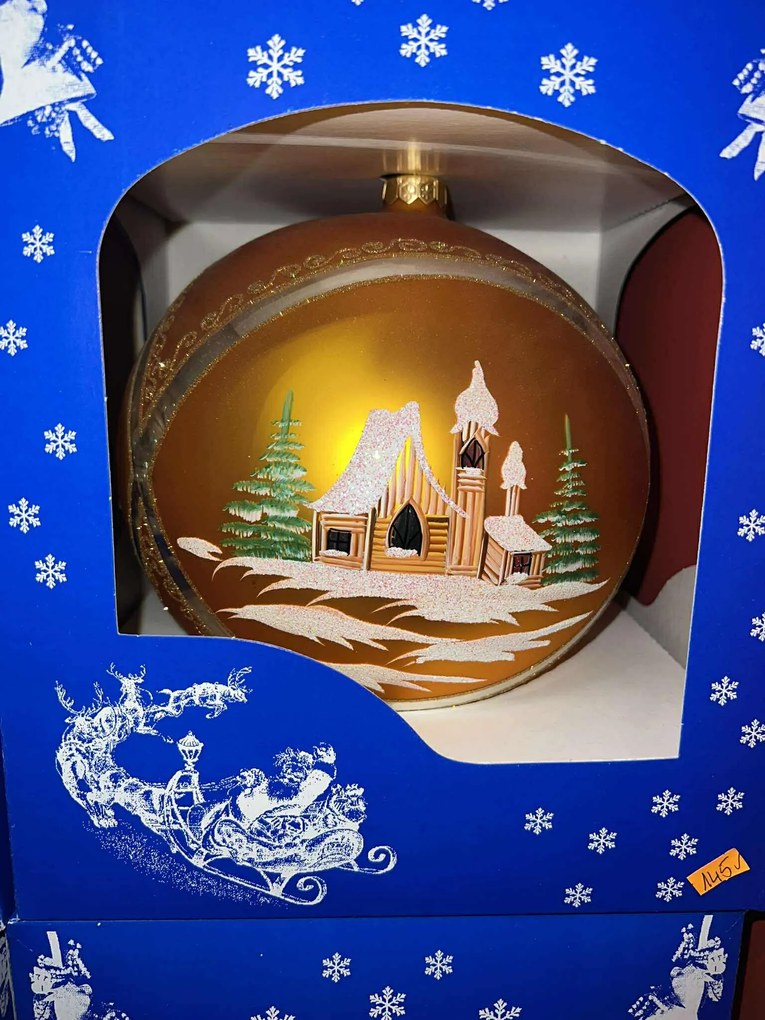 Exkluzív, kézzel készített karácsonyfadísz Téli tájkép